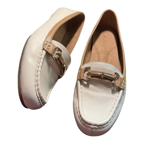 Aerosoles Drive Along Horsebit Leather Driving Loafers Ivory Beige Size 9.5 - Picture 12 of 14